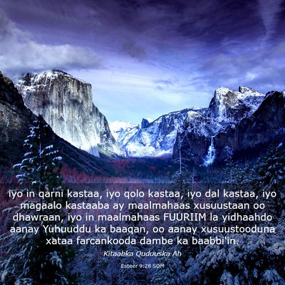 Picture 03 - Esteer 9:28 SOM - iyo in qarni kastaa, iyo qolo kastaa, iyo dal - Bible Verse Picture