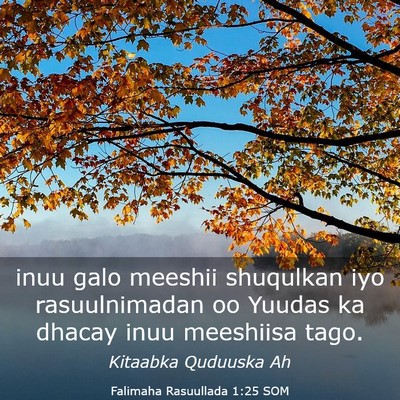 Picture 03 - Falimaha Rasuullada 1:25 SOM - inuu galo meeshii shuqulkan iyo rasuulnimadan oo - Bible Verse Picture