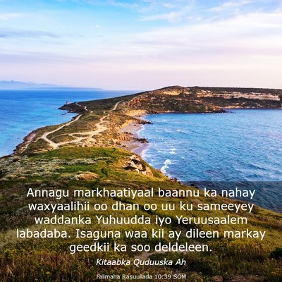 Picture 03 - Falimaha Rasuullada 10:39 SOM - Annagu markhaatiyaal baannu ka nahay waxyaalihii - Bible Verse Picture