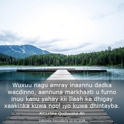 Picture 03 - Falimaha Rasuullada 10:42 SOM - Wuxuu nagu amray inaannu dadka wacdinno, aannuna - Bible Verse Picture