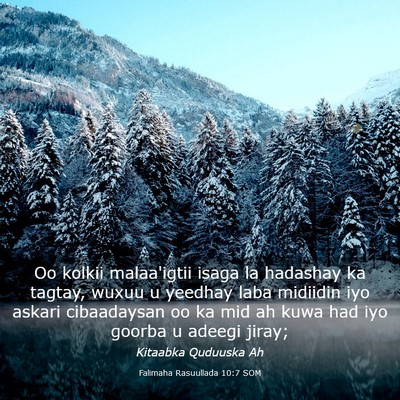 Picture 03 - Falimaha Rasuullada 10:7 SOM - Oo kolkii malaa'igtii isaga la hadashay ka - Bible Verse Picture