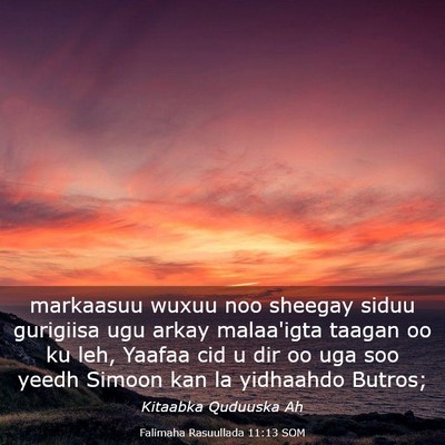 Picture 03 - Falimaha Rasuullada 11:13 SOM - markaasuu wuxuu noo sheegay siduu gurigiisa ugu - Bible Verse Picture