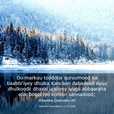 Picture 03 - Falimaha Rasuullada 13:19 SOM - Oo markuu toddoba quruumood ka baabbi'iyey dhulka - Bible Verse Picture