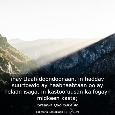 Picture 03 - Falimaha Rasuullada 17:27 SOM - inay Ilaah doondoonaan, in hadday suurtowdo ay - Bible Verse Picture