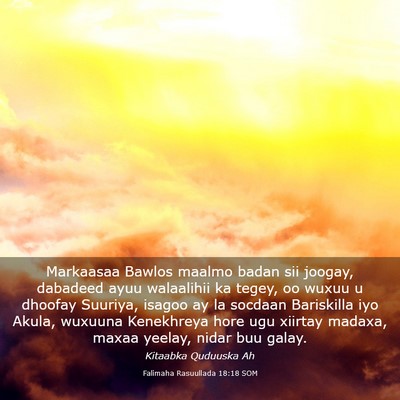 Picture 03 - Falimaha Rasuullada 18:18 SOM - Markaasaa Bawlos maalmo badan sii joogay, - Bible Verse Picture