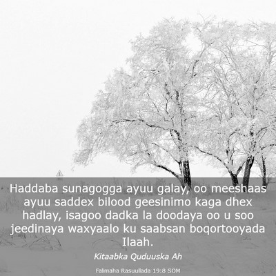 Picture 03 - Falimaha Rasuullada 19:8 SOM - Haddaba sunagogga ayuu galay, oo meeshaas ayuu - Bible Verse Picture