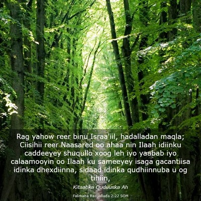 Picture 03 - Falimaha Rasuullada 2:22 SOM - Rag yahow reer binu Israa'iil, hadalladan maqla; - Bible Verse Picture
