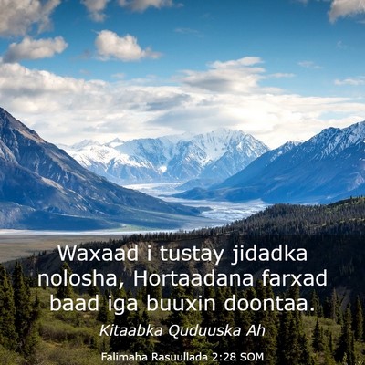 Picture 03 - Falimaha Rasuullada 2:28 SOM - Waxaad i tustay jidadka nolosha, Hortaadana - Bible Verse Picture
