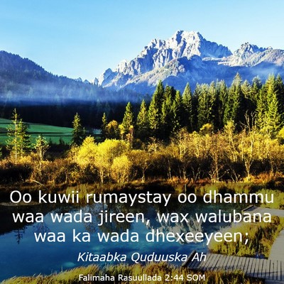 Picture 03 - Falimaha Rasuullada 2:44 SOM - Oo kuwii rumaystay oo dhammu waa wada jireen, wax - Bible Verse Picture