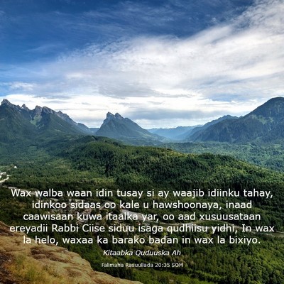 Picture 03 - Falimaha Rasuullada 20:35 SOM - Wax walba waan idin tusay si ay waajib idiinku - Bible Verse Picture