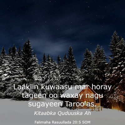 Picture 03 - Falimaha Rasuullada 20:5 SOM - Laakiin kuwaasu mar horay tageen oo waxay nagu - Bible Verse Picture