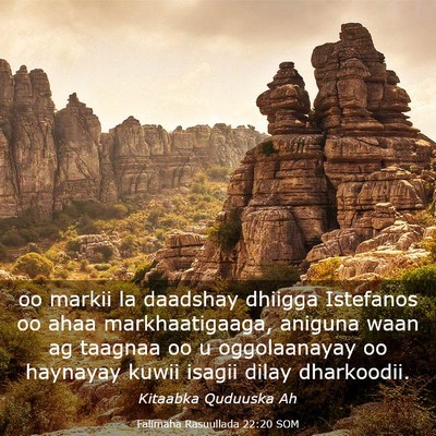 Picture 03 - Falimaha Rasuullada 22:20 SOM - oo markii la daadshay dhiigga Istefanos oo ahaa - Bible Verse Picture