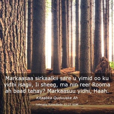 Picture 03 - Falimaha Rasuullada 22:27 SOM - Markaasaa sirkaalkii sare u yimid oo ku yidhi - Bible Verse Picture
