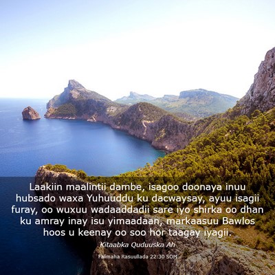 Picture 03 - Falimaha Rasuullada 22:30 SOM - Laakiin maalintii dambe, isagoo doonaya inuu - Bible Verse Picture