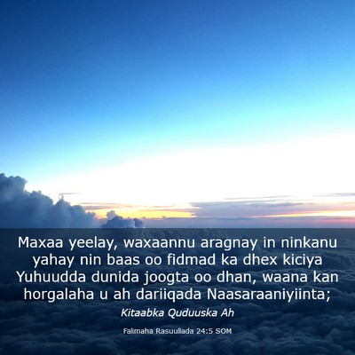 Picture 03 - Falimaha Rasuullada 24:5 SOM - Maxaa yeelay, waxaannu aragnay in ninkanu yahay - Bible Verse Picture