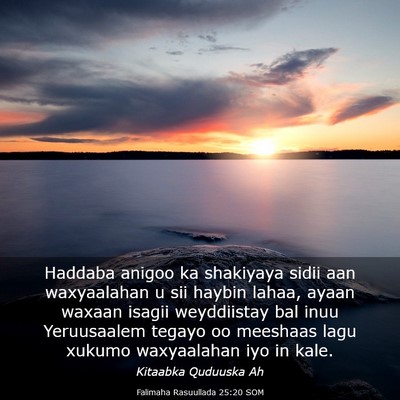 Picture 03 - Falimaha Rasuullada 25:20 SOM - Haddaba anigoo ka shakiyaya sidii aan waxyaalahan - Bible Verse Picture