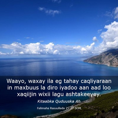 Picture 03 - Falimaha Rasuullada 25:27 SOM - Waayo, waxay ila eg tahay caqliyaraan in maxbuus - Bible Verse Picture