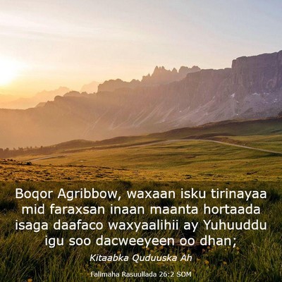 Picture 03 - Falimaha Rasuullada 26:2 SOM - Boqor Agribbow, waxaan isku tirinayaa mid - Bible Verse Picture