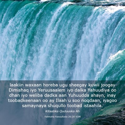 Picture 03 - Falimaha Rasuullada 26:20 SOM - laakiin waxaan horeba ugu sheegay kuwii joogay - Bible Verse Picture