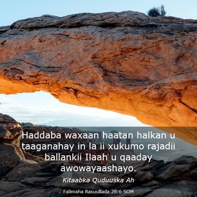 Picture 03 - Falimaha Rasuullada 26:6 SOM - Haddaba waxaan haatan halkan u taaganahay in la - Bible Verse Picture