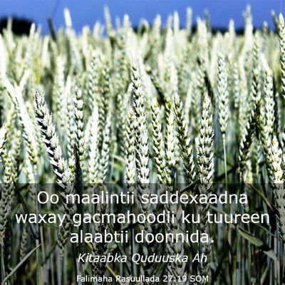 Picture 03 - Falimaha Rasuullada 27:19 SOM - Oo maalintii saddexaadna waxay gacmahoodii ku - Bible Verse Picture