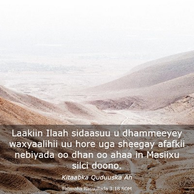 Picture 03 - Falimaha Rasuullada 3:18 SOM - Laakiin Ilaah sidaasuu u dhammeeyey waxyaalihii - Bible Verse Picture