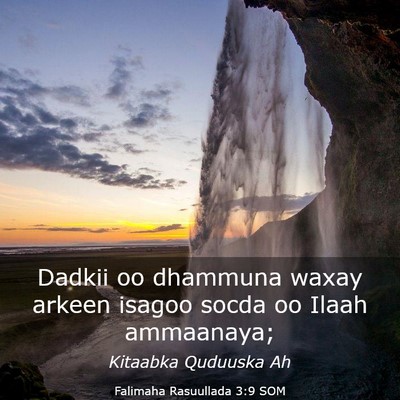 Picture 03 - Falimaha Rasuullada 3:9 SOM - Dadkii oo dhammuna waxay arkeen isagoo socda oo - Bible Verse Picture