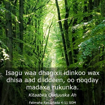 Picture 03 - Falimaha Rasuullada 4:11 SOM - Isagu waa dhagixii idinkoo wax dhisa aad - Bible Verse Picture