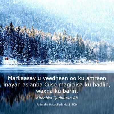 Picture 03 - Falimaha Rasuullada 4:18 SOM - Markaasay u yeedheen oo ku amreen inayan aslanba - Bible Verse Picture