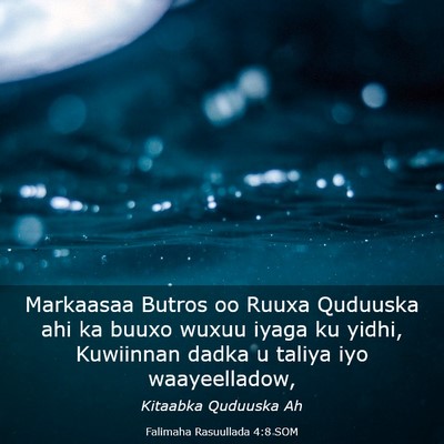 Picture 03 - Falimaha Rasuullada 4:8 SOM - Markaasaa Butros oo Ruuxa Quduuska ahi ka buuxo - Bible Verse Picture