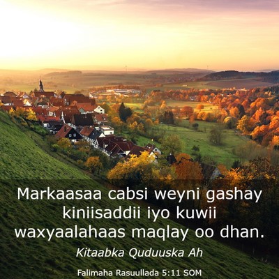Picture 03 - Falimaha Rasuullada 5:11 SOM - Markaasaa cabsi weyni gashay kiniisaddii iyo - Bible Verse Picture