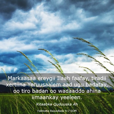 Picture 03 - Falimaha Rasuullada 6:7 SOM - Markaasaa ereygii Ilaah faafay, tiradii xertiina - Bible Verse Picture