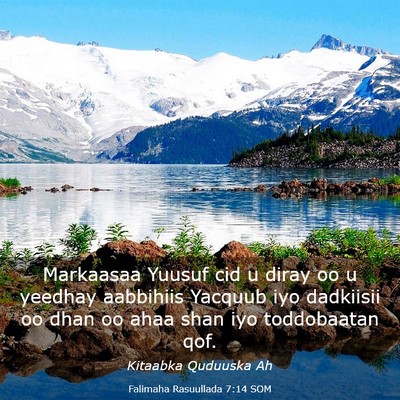Picture 03 - Falimaha Rasuullada 7:14 SOM - Markaasaa Yuusuf cid u diray oo u yeedhay - Bible Verse Picture