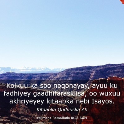 Picture 03 - Falimaha Rasuullada 8:28 SOM - Kolkuu ka soo noqonayay, ayuu ku fadhiyey - Bible Verse Picture