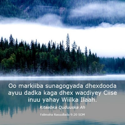 Picture 03 - Falimaha Rasuullada 9:20 SOM - Oo markiiba sunagogyada dhexdooda ayuu dadka kaga - Bible Verse Picture