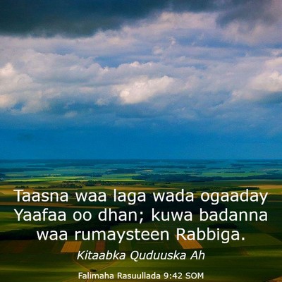 Picture 03 - Falimaha Rasuullada 9:42 SOM - Taasna waa laga wada ogaaday Yaafaa oo dhan; kuwa - Bible Verse Picture