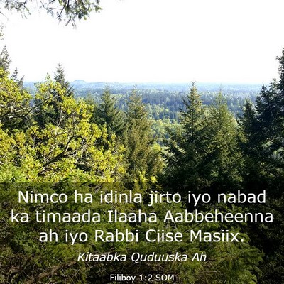 Picture 03 - Filiboy 1:2 SOM - Nimco ha idinla jirto iyo nabad ka timaada Ilaaha - Bible Verse Picture