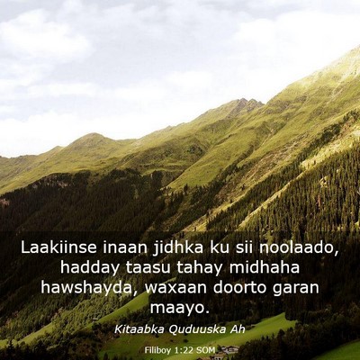 Picture 03 - Filiboy 1:22 SOM - Laakiinse inaan jidhka ku sii noolaado, hadday - Bible Verse Picture