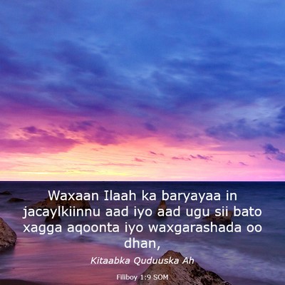 Picture 03 - Filiboy 1:9 SOM - Waxaan Ilaah ka baryayaa in jacaylkiinnu aad iyo - Bible Verse Picture