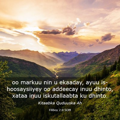 Picture 03 - Filiboy 2:8 SOM - oo markuu nin u ekaaday, ayuu is-hoosaysiiyey oo - Bible Verse Picture