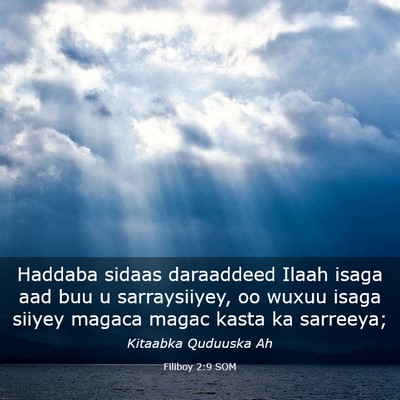 Picture 03 - Filiboy 2:9 SOM - Haddaba sidaas daraaddeed Ilaah isaga aad buu u - Bible Verse Picture