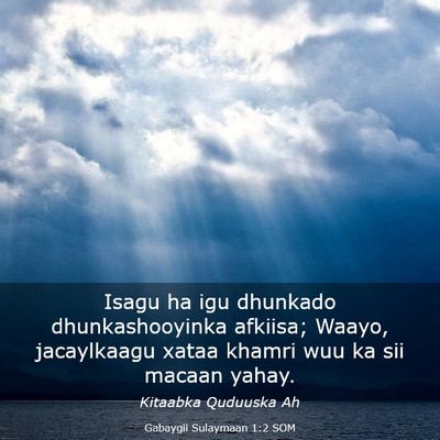 Picture 03 - Gabaygii Sulaymaan 1:2 SOM - Isagu ha igu dhunkado dhunkashooyinka afkiisa; - Bible Verse Picture