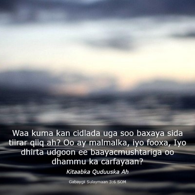 Picture 03 - Gabaygii Sulaymaan 3:6 SOM - Waa kuma kan cidlada uga soo baxaya sida tiirar - Bible Verse Picture