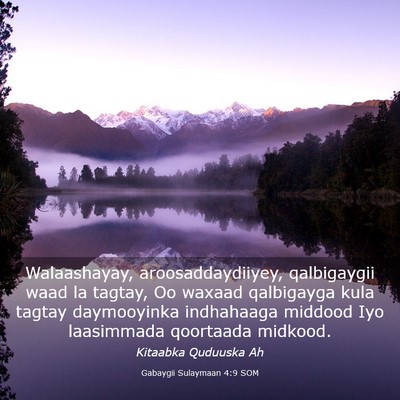 Picture 03 - Gabaygii Sulaymaan 4:9 SOM - Walaashayay, aroosaddaydiiyey, qalbigaygii waad - Bible Verse Picture