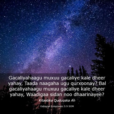 Picture 03 - Gabaygii Sulaymaan 5:9 SOM - Gacaliyahaagu muxuu gacaliye kale dheer yahay, - Bible Verse Picture