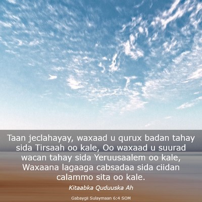 Picture 03 - Gabaygii Sulaymaan 6:4 SOM - Taan jeclahayay, waxaad u qurux badan tahay sida - Bible Verse Picture