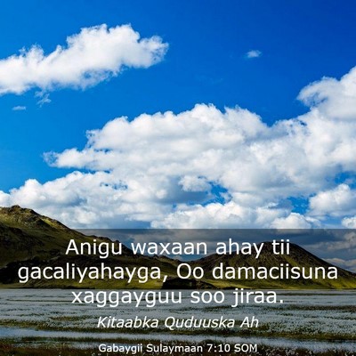 Picture 03 - Gabaygii Sulaymaan 7:10 SOM - Anigu waxaan ahay tii gacaliyahayga, Oo - Bible Verse Picture