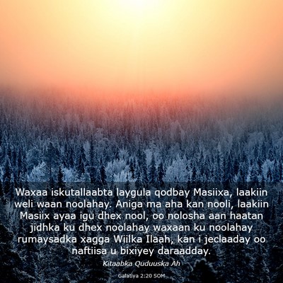 Picture 03 - Galatiya 2:20 SOM - Waxaa iskutallaabta laygula qodbay Masiixa, - Bible Verse Picture