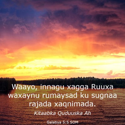 Picture 03 - Galatiya 5:5 SOM - Waayo, innagu xagga Ruuxa waxaynu rumaysad ku - Bible Verse Picture