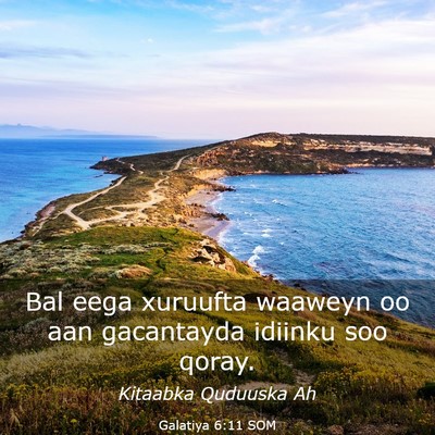 Picture 03 - Galatiya 6:11 SOM - Bal eega xuruufta waaweyn oo aan gacantayda - Bible Verse Picture
